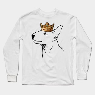 Miniature Bull Terrier Dog King Queen Wearing Crown Long Sleeve T-Shirt